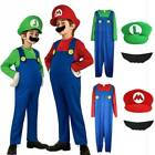 Kids Girls/Boys Super Mario Luigi Fancy Dress Costume Childrens Outfit Cosplay↑