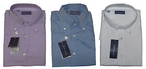 Ralph Lauren Purple Label Italy Mens Button Down Solid Blue White Dress Shirt