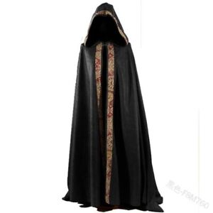Medieval Women Men Vintage Gothic Hooded Coat Halloween Vampire Devil WizardCape