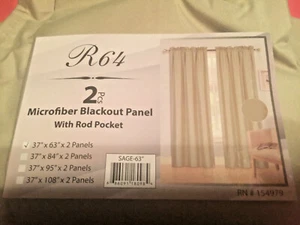 Salbeigrün Vorhänge ein Paar 63" x 37", Mikrofaser Verdunkelung Paneele mit Stange Poc - Bild 1 von 2