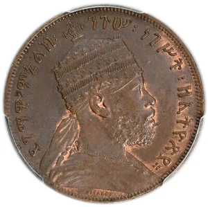 ETIOPIA Menelik II 1/100 Birr EE 1889 (1896)-A PCGS MS62BN - Foto 1 di 3