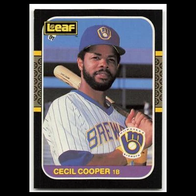 Cecil Cooper #230 1987 Leaf Milwaukee Brewers Baseball Card MLB NM - Image 1 of 3