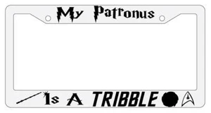 My Patronus is A Tribble White Plastic License Plate Frame Auto Accessory - Picture 1 of 1