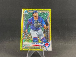 2021 BOWMAN CHROME MIGUEL AMAYA BCP-148 YELLOW MINI DIAMOND REFRACTOR 71/75 CUBS