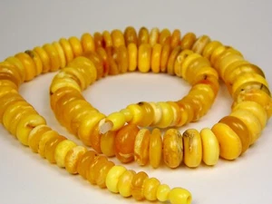 Collar ámbar báltico 22,8" amarillo caramelo yema de huevo piedra natural 6425 - Imagen 1 de 7