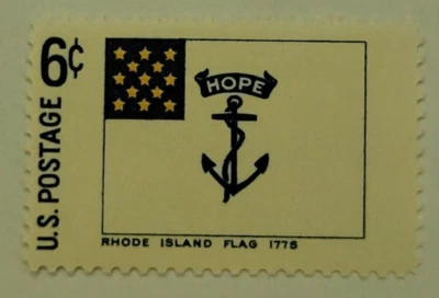U.S. Postage ~ Rhode Island Flag 1775 ~ 6¢ Posted Stamp ~c.1968 - Image 1 of 4