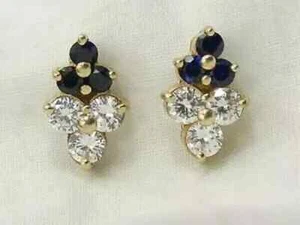 2.50Ct Round Cut Lab Created Sapphire Women Stud Earrings 14k Yellow Gold Plated - Picture 1 of 8