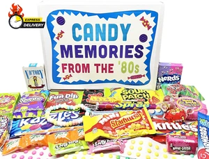 80S Gift Box with 1980'S Candy Assortment for Man or Woman - Care Package Thank  - Picture 1 of 12