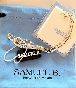 Samuel B 18K Solid Gold Accents & Silver Bar Link Bracelet - Bild 1 von 10
