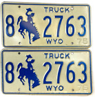 Wyoming 1975 Truck License Plate Set Vintage Platte Co Man Cave Decor Collector