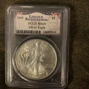 2009 Lincoln Bicentennial American Silver Eagle $1 PCGS MS69 - Picture 1 of 4