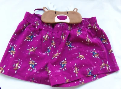 Jenni By Jennifer Moore Woman’s Size S Printed Boxer and Eye Mask Set Reindeer - Image 1 of 4