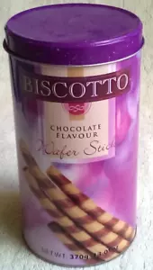 K 1 BISCOTTO EMPTY CHOCOLATE FLAVOUR WAFER TIN 19X10X10 CM - Picture 1 of 3