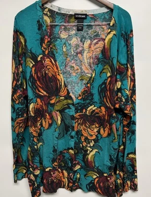 Lane Bryant Women's Colorful Cardigan Sweater Sz 26/28 4X Cottage Boho Floral - Image 1 of 4