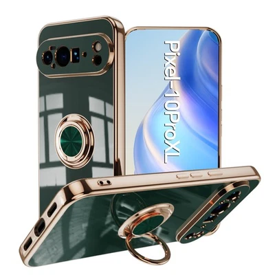 For Google Pixel 10 Pro XL/9 Pro/8/7 Magnetic Ring Stand Plating TPU Rubber Case - Image 1 of 4