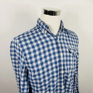 Vineyard Vines Medium Crosby Flannel Shirt Blue Gray Plaid Cotton Long Sleeve - Picture 1 of 5
