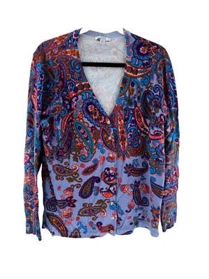 Cárdigan suéter para mujer Isaac Mizrahi púrpura multicolor cachemira talla 1X Foto 1 de 4