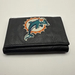 Vintage Miami Dolphins NFL Embroidered Wallet Men's Black Wallet Trifold - Picture 1 of 5