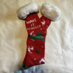 Damas Navidad Rodilla Calcetines Imitación Piel Navidad “Make it reindeer” Talla 4-10 - Imagen 1 de 4