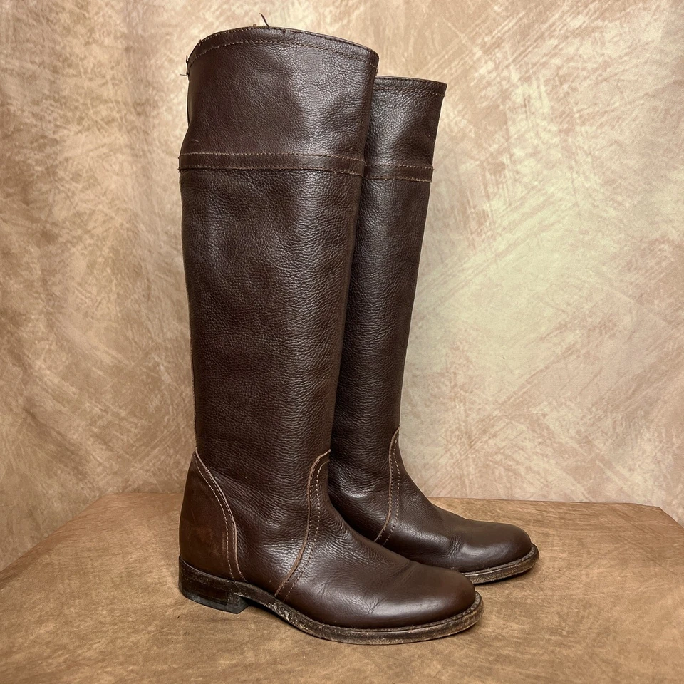 Botas de montar altas de cuero marrón punta redonda indie vintage Y2K Juicy Couture Foto 1 de 4