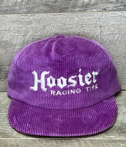 Vintage & Rare 80s Hoosier Racing Tire Corduroy Snapback Hat Purple Retro Cap - Picture 1 of 22