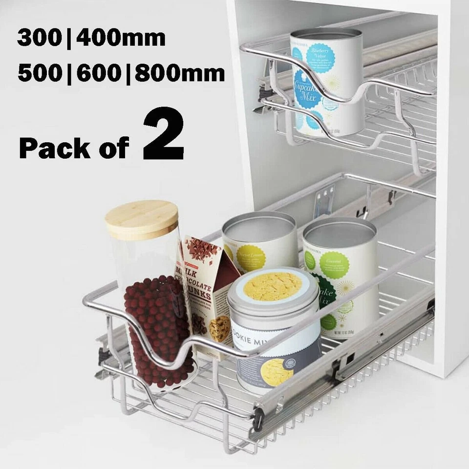 2x Teleskop Schublade Küchenschublade Korbauszug für 30-80cm Schrankauszug Regal - Bild 1 von 1