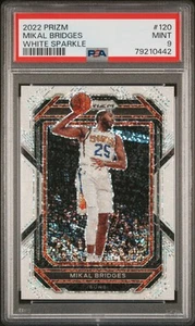 2022 Panini Prizm #120 Mikal Bridges White Sparkle PSA 9 - Picture 1 of 2