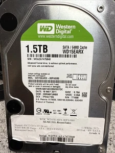 Westren Digital 1,5 TB WD15EARX-00PASB0 SATA III 64 MB 5400 U/min 3,5 pollici - Foto 1 di 1
