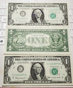 BANCONOTA 6 $1 DOLLARO FEDERAL RESERVE 1963 non circolata Philadelphia sequenzialmente n. - Foto 1 di 1