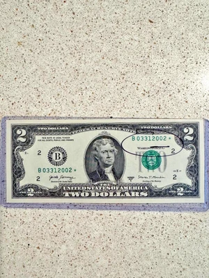 2017-A $2 Star Note  SN B03312001*  "HAPPY BIRTHDAY  MARCH 31, 2001"  UNC GEM - Image 1 of 4