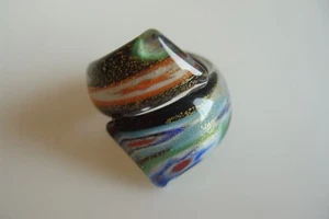 Ring made of original Murano Glass Jewelry UNIQUE Handmade multicolour Size 20 - Picture 1 of 9