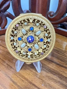 Victoriano Heinrich Hoffmann Tapa Joya Latón Dorado Filigrana Pastillero Baratija Caja - Imagen 1 de 11