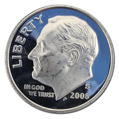 2008-S Proof Roosevelt Dime 90% Silver Cover