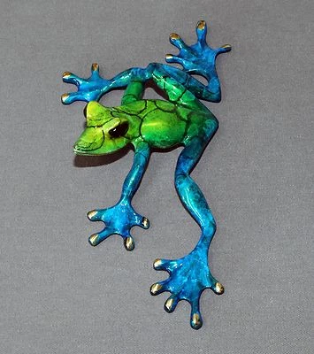 SLIDER BRONZE FROG STATUE FIGURINE / GORGEOUS COLOR ART Amphibian - Image 1 of 4