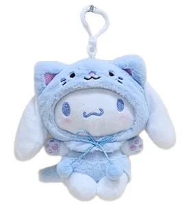 Sanrio Characters Official Plush Doll : Cat Costume Cinnamoroll 13cm Keyring - Picture 1 of 1
