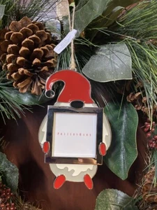 NEW Pottery Barn Gnome Mirror Enamel Picture Frame Christmas Tree Ornament NWT - Picture 1 of 4