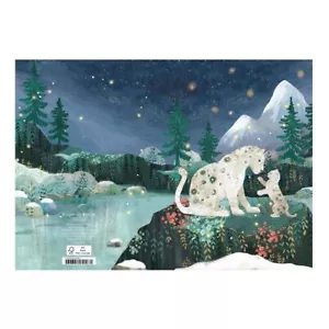 Biglietto natalizio leopardi delle nevi lamina oro confezione da 5 170 x 120 mm Roger la Borde - Foto 1 di 1
