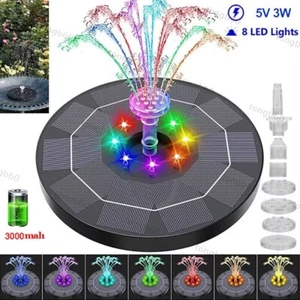 LED Solarpumpe Springbrunnen Teichpumpe Brunnen Wasserspiel Akku Garten Fontäne - Bild 1 von 7