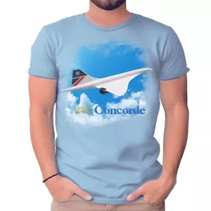 Concorde In The Clouds British Airways Landor Livery Light Blue T-Shirt - Picture 1 of 1