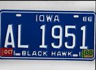 IOWA  "1951" license plate ****BLACK HAWK*****MINT*****
