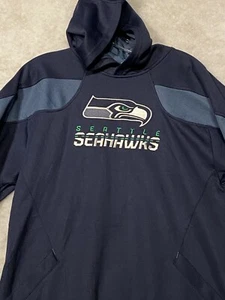 Seattle Seahawks Sweater Hoodie Mens Small Blue Embroidered Reebok Pullover 90s - Picture 1 of 12
