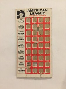 1967 Topps Punch Outs--Dick Green Lineup--w/ Harmon Killebrew, Frank Robinson, +