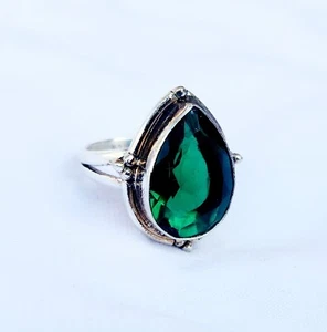 Emerald Ring Handmade Solid 925 Sterling Silver Ring For Men& Women All Size - Picture 1 of 10
