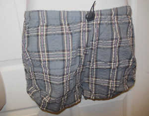 BODY WRAPPERS Dance Grey Plaid Seersucker Cotton Shorts Ladies Medium 7297