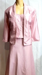 Pink Beaded Karen Miller Formal Mother Of The Bride Sleeveless Dress Jacket 12P - Picture 1 of 19