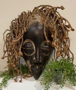 Maschera Chokwe Mwana vintage antica legno intagliato a mano arte africana arti tribali primitive - Foto 1 di 9