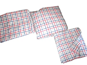 NAUTICA PLAID TATTERSAL BLUE RED & WHITE (3PC) TWIN SHEET SET COTTON BLEND - Picture 1 of 6