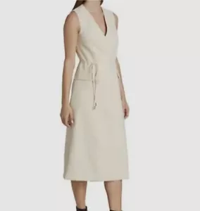 $495 Halston Women's Ivory Nellie Stretch-Crepe Wrap MIDI-Dress Size 8 - Picture 1 of 4