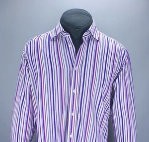 Duchamp London Men Colorful Striped Shirt Long Sleeve Slim Fit Size 16 1/2 42 cm - Picture 1 of 19