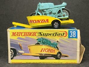 Matchbox Superfast MB38-A1 (1970) Honda Motorcycle and trailer with Type G Box